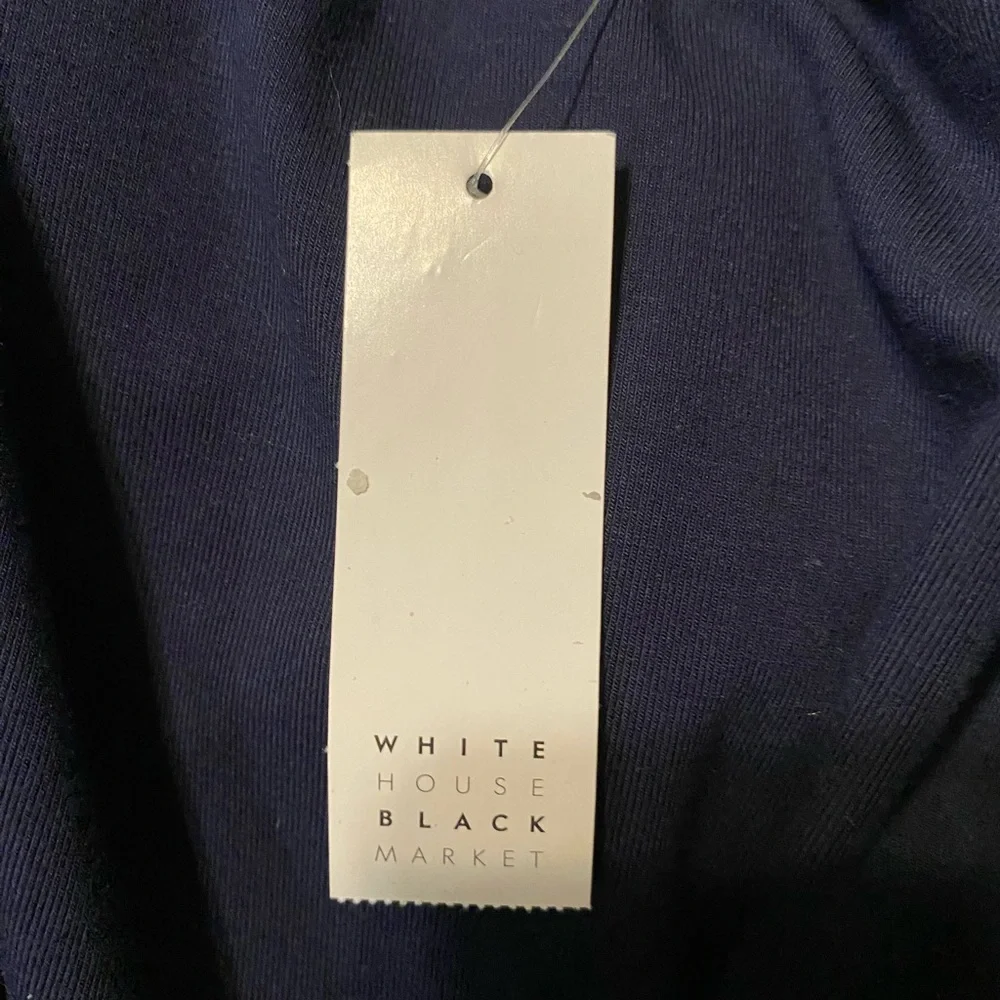 White House Black Market Navy LS Knit A-line w/btns Long Sleeve Dress  12 NWT - Picture 9 of 11